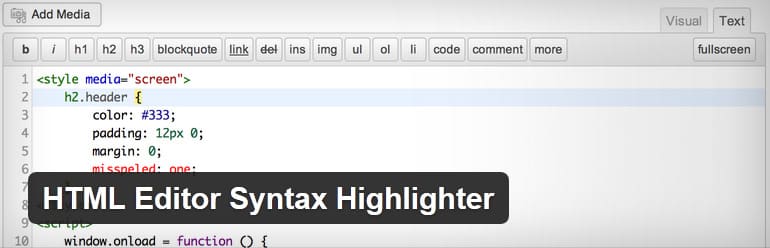 استخدام إضافة HTML Editor Syntax Highlighter