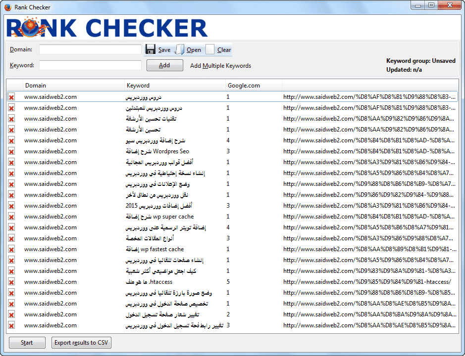 نتائج rank checker 